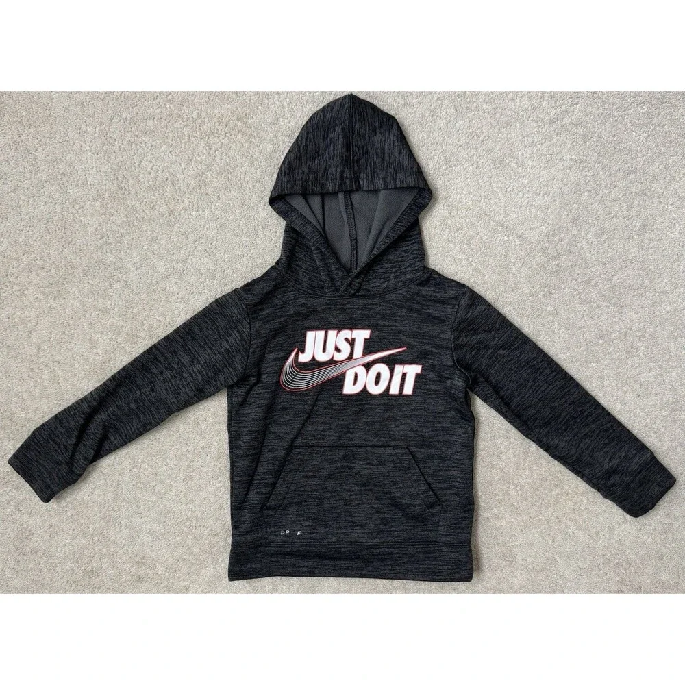 Nike Boys 4/5 Black/Gray Pullover Kangaroo Pocket Logo Hoodie